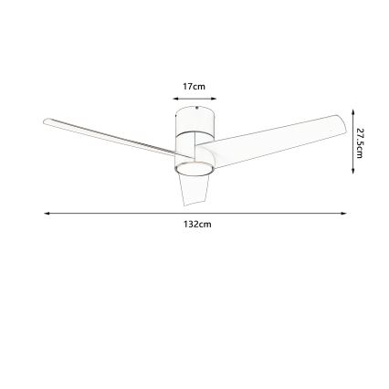 ZEVENTI - Ventilador de techo LED BARROSA LED/18W/230V 3000/4000/6000K Wi-Fi Tuya beige + mando a distancia