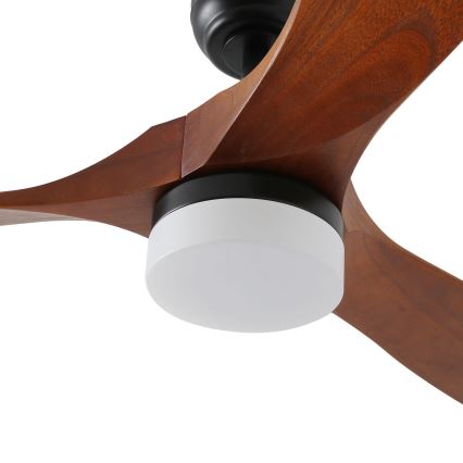 ZEVENTI - Ventilador de techo LED GINOSA LED/18W/230V 3000/4000/6000K Wi-Fi Tuya negro/roble + mando a distancia