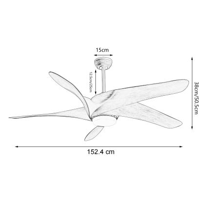 ZEVENTI - Ventilador de techo LED LUCCA LED/18W/230V 3000/4000/6000K Wi-Fi Tuya marrón + mando a distancia