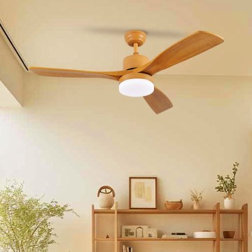 ZEVENTI - Ventilador de techo LED MARE LED/24W/230V 3000-6000K Wi-Fi Tuya roble + mando a distancia