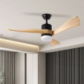 ZEVENTI - Ventilador de techo LED NATURITO LED/18W/230V 3000/4000/6000K Wi-Fi Tuya negro/roble + mando a distancia