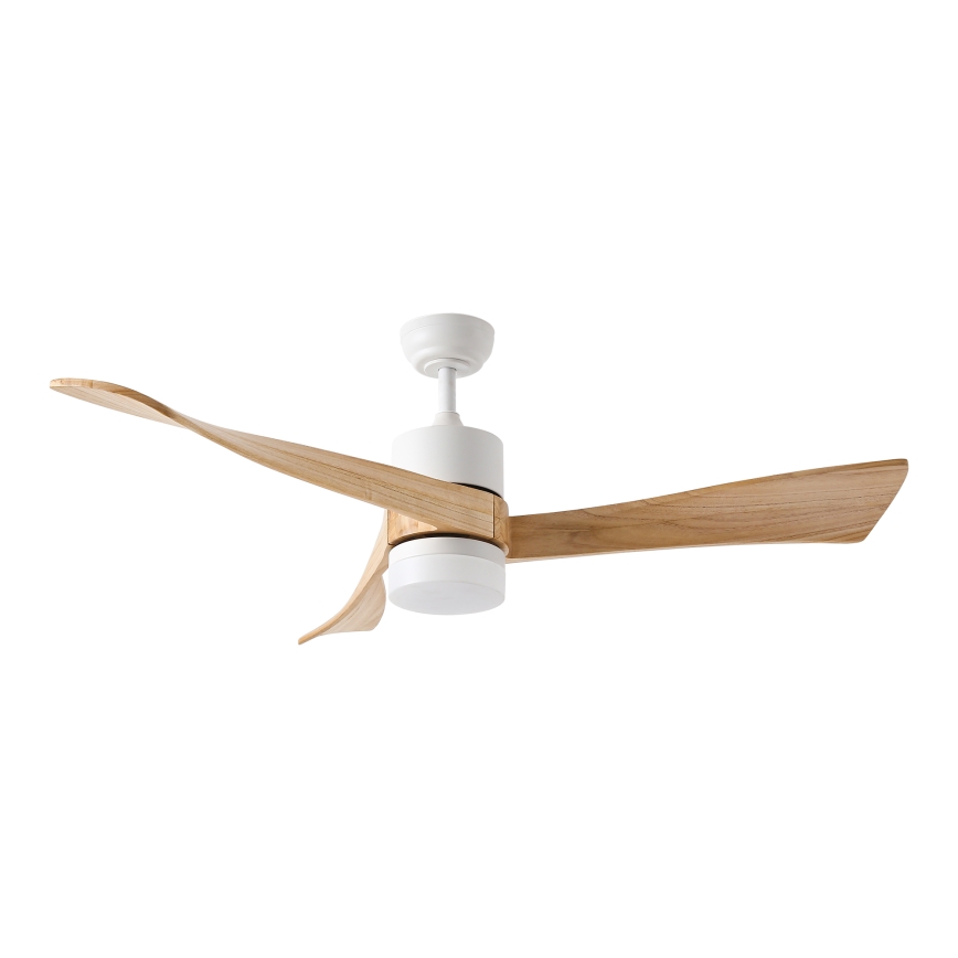 ZEVENTI - Ventilador de techo LED NATURITO LED/18W/230V 3000/4000/6000K Wi-Fi Tuya blanco/roble + mando a distancia