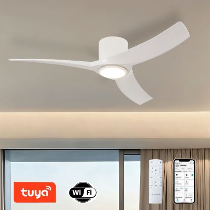 ZEVENTI - Ventilador de techo LED regulable ORBITO LED/24W/230V 3000/4000/6000K Wi-Fi Tuya blanco + mando a distancia
