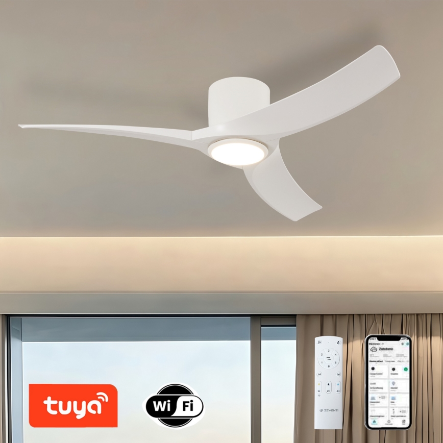 ZEVENTI - Ventilador de techo LED regulable ORBITO LED/24W/230V 3000/4000/6000K Wi-Fi Tuya blanco + mando a distancia