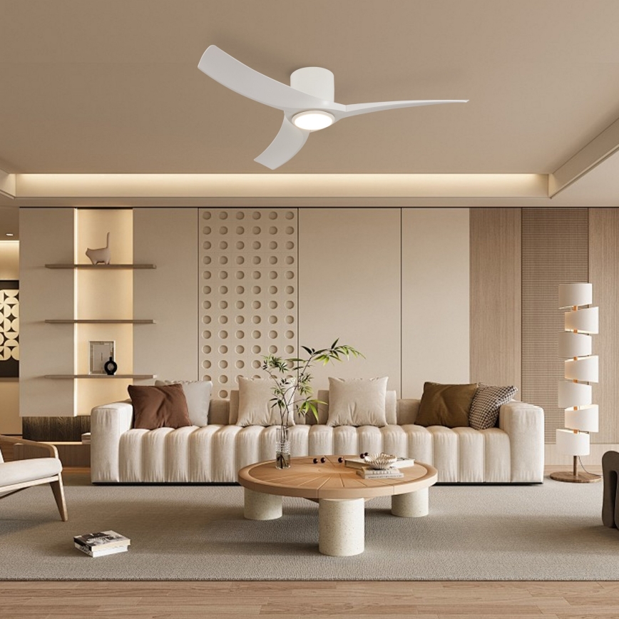 ZEVENTI - Ventilador de techo LED regulable ORBITO LED/24W/230V 3000/4000/6000K Wi-Fi Tuya blanco + mando a distancia