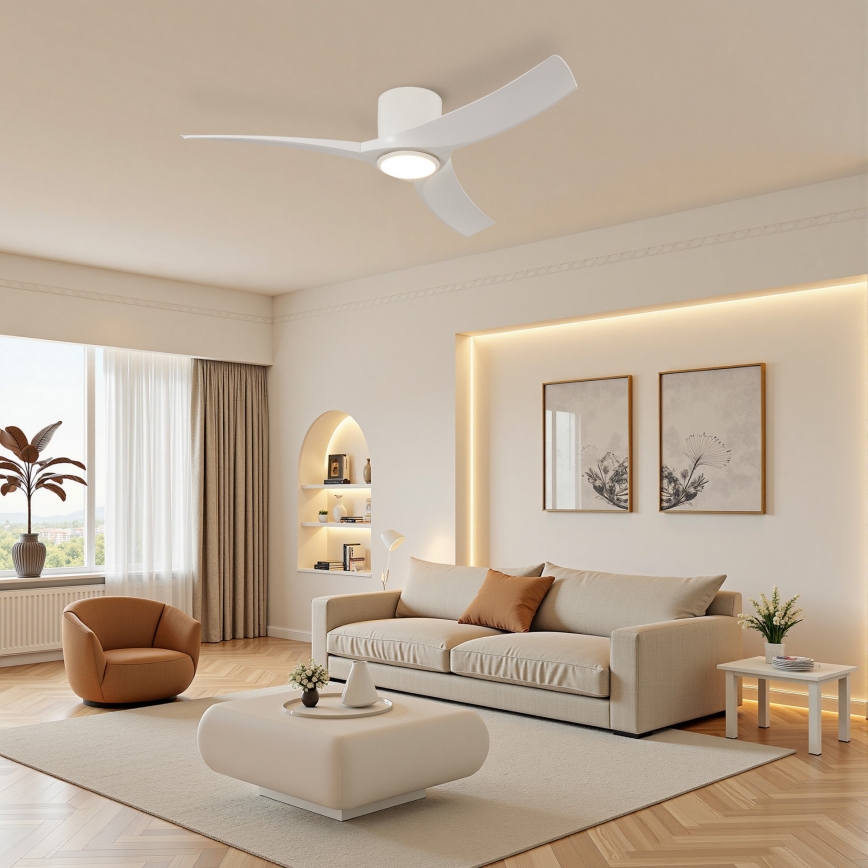 ZEVENTI - Ventilador de techo LED regulable ORBITO LED/24W/230V 3000/4000/6000K Wi-Fi Tuya blanco + mando a distancia