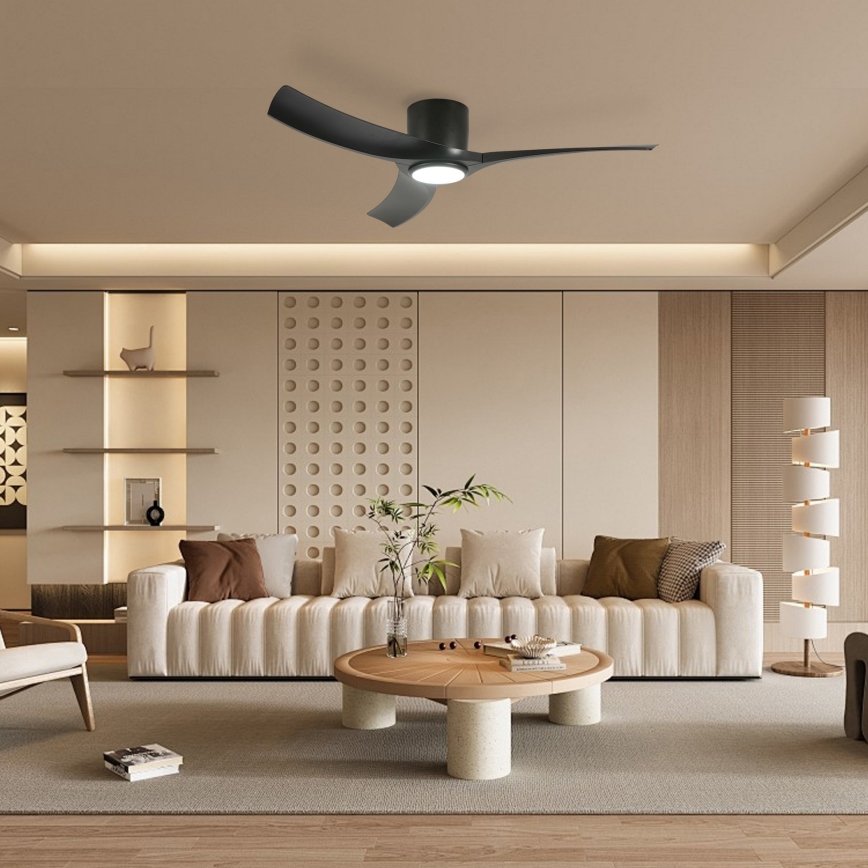ZEVENTI - Ventilador de techo LED regulable ORBITO LED/24W/230V 3000/4000/6000K Wi-Fi Tuya negro + mando a distancia