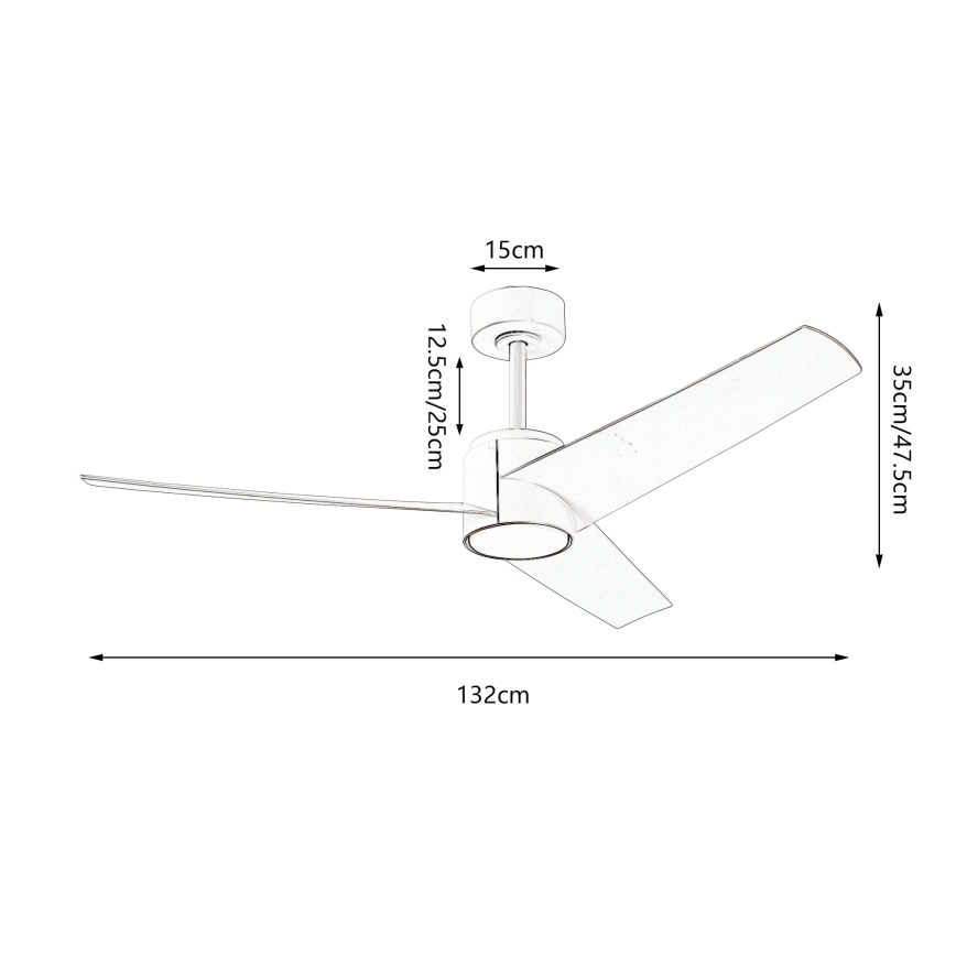 ZEVENTI - Ventilador de techo LED ORVIETO LED/18W/230V 3000/4000/6000K Wi-Fi Tuya blanco + mando a distancia