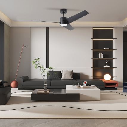 ZEVENTI - Ventilador de techo LED ORVIETO LED/18W/230V 3000/4000/6000K Wi-Fi Tuya negro + control remoto