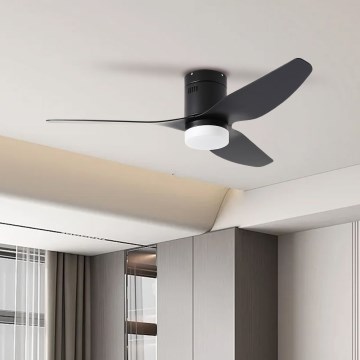 ZEVENTI - Ventilador de techo LED PADUA LED/18W/230V 3000/4000/6000K Wi-Fi Tuya negro + mando a distancia