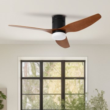 ZEVENTI - Ventilador de techo LED PADUA LED/18W/230V 3000/4000/6000K Wi-Fi Tuya negro/marrón + mando a distancia