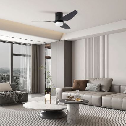 ZEVENTI - Ventilador de techo LED PADUA LED/18W/230V 3000/4000/6000K Wi-Fi Tuya negro + mando a distancia