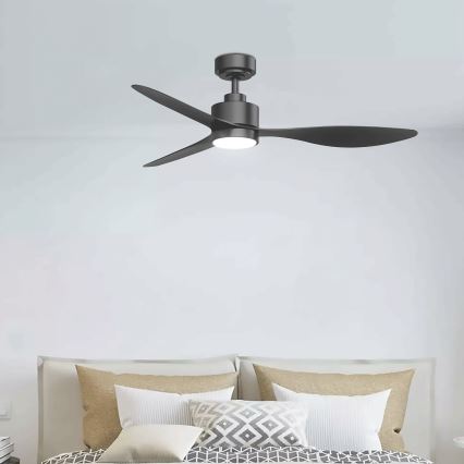 ZEVENTI - Ventilador de techo LED regulable ULUWATU LED/20W/230V 2700-6500K 132 cm negro + mando a distancia