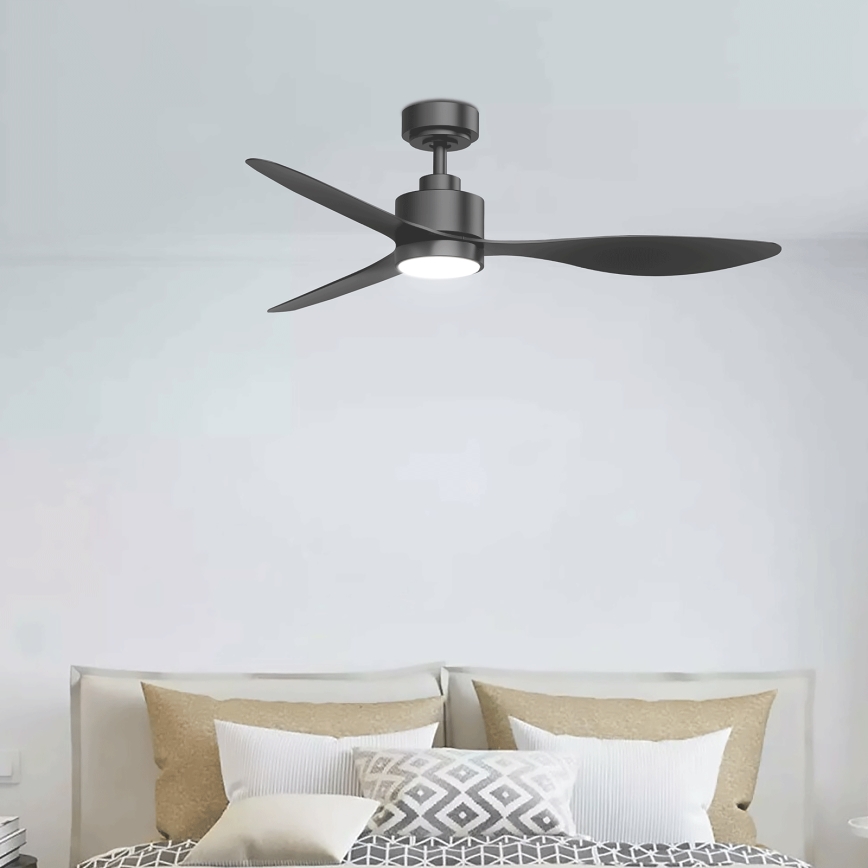 ZEVENTI - Ventilador de techo LED regulable ULUWATU LED/20W/230V 2700-6500K 132 cm negro + mando a distancia