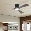 ZEVENTI - Ventilador de techo LED regulable AUREX LED/24W/230V 3000/4000/6000K Wi-Fi Tuya negro/nogal + mando a distancia