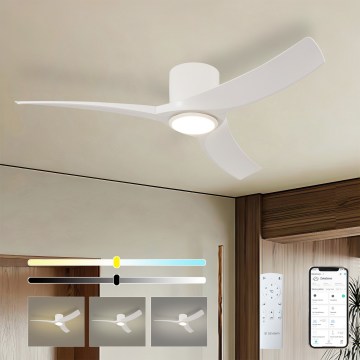 ZEVENTI - Ventilador de techo LED regulable ORBITO LED/24W/230V 3000/4000/6000K Wi-Fi Tuya blanco + mando a distancia
