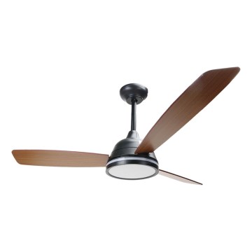 ZEVENTI - Ventilador de techo LED regulable ULUWATU LED/20W/230V 2700-6500K 132 cm marrón + mando a distancia