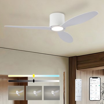 ZEVENTI - Ventilador de techo LED regulable VENTORA LED/24W/230V 3000/4000/6000K Wi-Fi Tuya blanco + control remoto