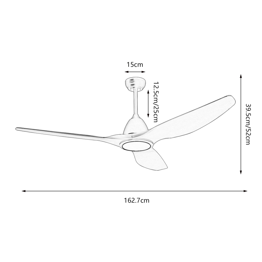 ZEVENTI - Ventilador de techo LED URBINO LED/20W/230V 3000/4000/6000K Wi-Fi Tuya blanco + mando a distancia