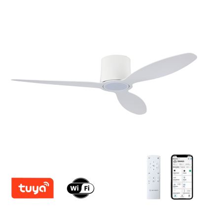 ZEVENTI - Ventilador de techo LED regulable VENTORA LED/24W/230V 3000/4000/6000K Wi-Fi Tuya blanco + control remoto