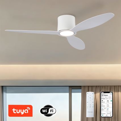 ZEVENTI - Ventilador de techo LED regulable VENTORA LED/24W/230V 3000/4000/6000K Wi-Fi Tuya blanco + control remoto