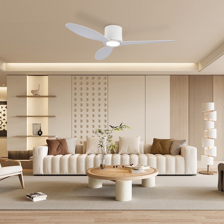 ZEVENTI - Ventilador de techo LED regulable VENTORA LED/24W/230V 3000/4000/6000K Wi-Fi Tuya blanco + control remoto