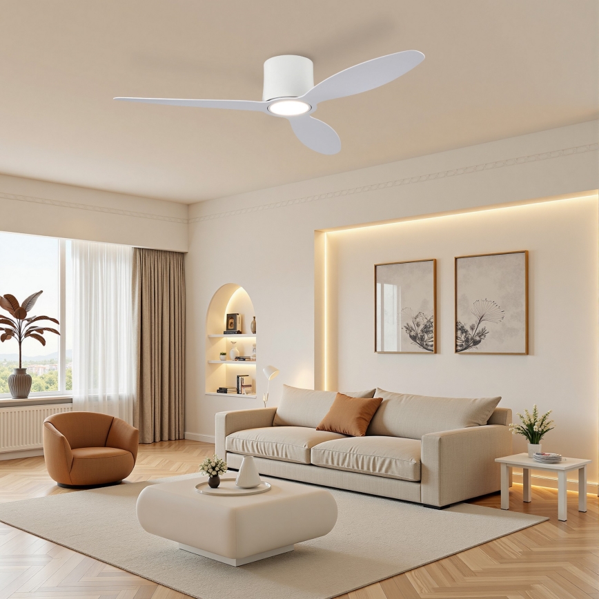 ZEVENTI - Ventilador de techo LED regulable VENTORA LED/24W/230V 3000/4000/6000K Wi-Fi Tuya blanco + control remoto