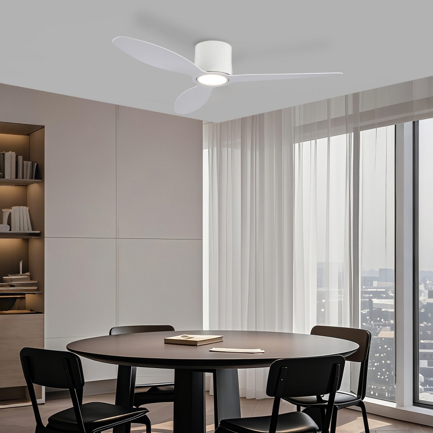 ZEVENTI - Ventilador de techo LED regulable VENTORA LED/24W/230V 3000/4000/6000K Wi-Fi Tuya blanco + control remoto