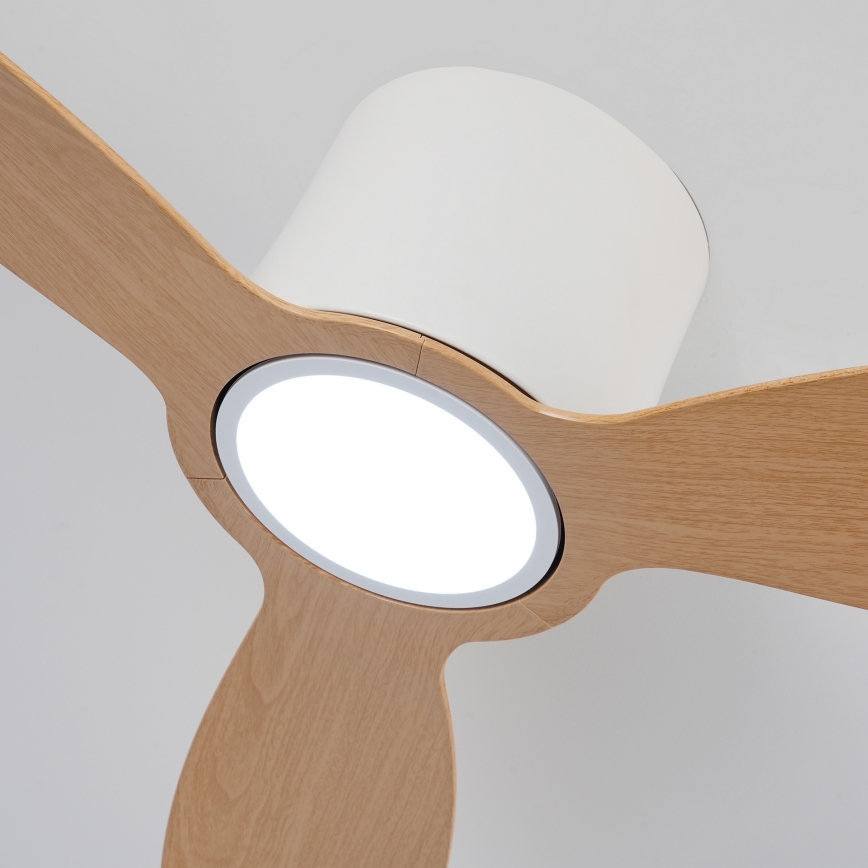 ZEVENTI - Ventilador de techo LED regulable VENTORA LED/24W/230V 3000/4000/6000K Wi-Fi Tuya blanco/roble + control remoto