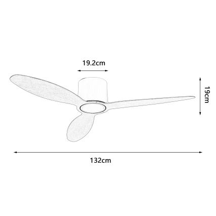 ZEVENTI - Ventilador de techo LED regulable VENTORA LED/24W/230V 3000/4000/6000K Wi-Fi Tuya blanco/roble + control remoto