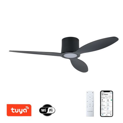 ZEVENTI - Ventilador de techo LED regulable VENTORA LED/24W/230V 3000/4000/6000K Wi-Fi Tuya negro + control remoto