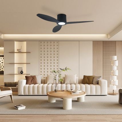 ZEVENTI - Ventilador de techo LED regulable VENTORA LED/24W/230V 3000/4000/6000K Wi-Fi Tuya negro + control remoto