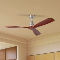 ZEVENTI - Ventilador de techo LIONI Wi-Fi Tuya cromo mate/roble + mando a distancia