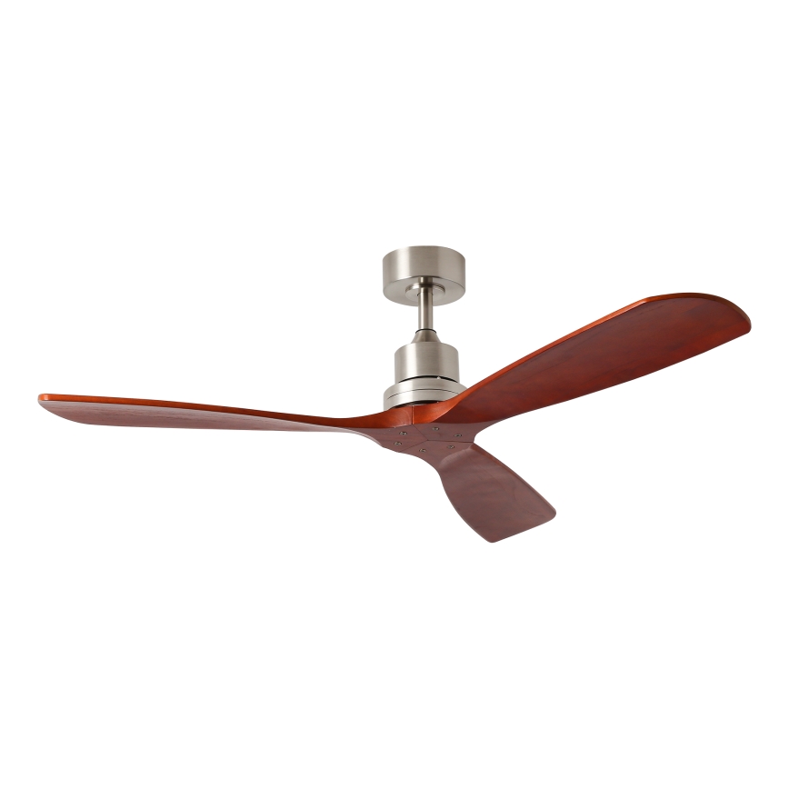 ZEVENTI - Ventilador de techo LIONI Wi-Fi Tuya cromo mate/roble + mando a distancia