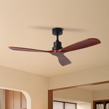 ZEVENTI - Ventilador de techo LIONI Wi‑Fi Tuya negro/roble + control remoto
