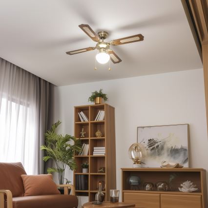 ZEVENTI - Ventilador de techo NAVAGIO 1xE27/60W/230V marrón