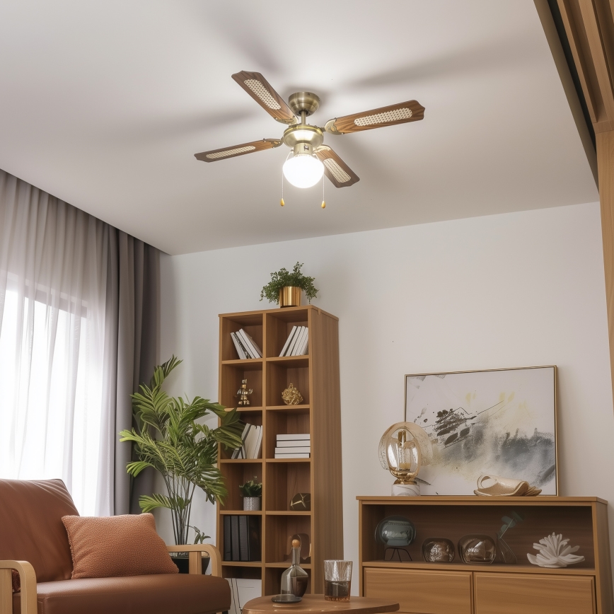 ZEVENTI - Ventilador de techo NAVAGIO 1xE27/60W/230V marrón