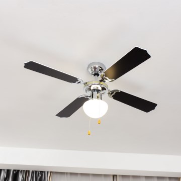 ZEVENTI - Ventilador de techo NAVAGIO 1xE27/60W/230V negro/blanco