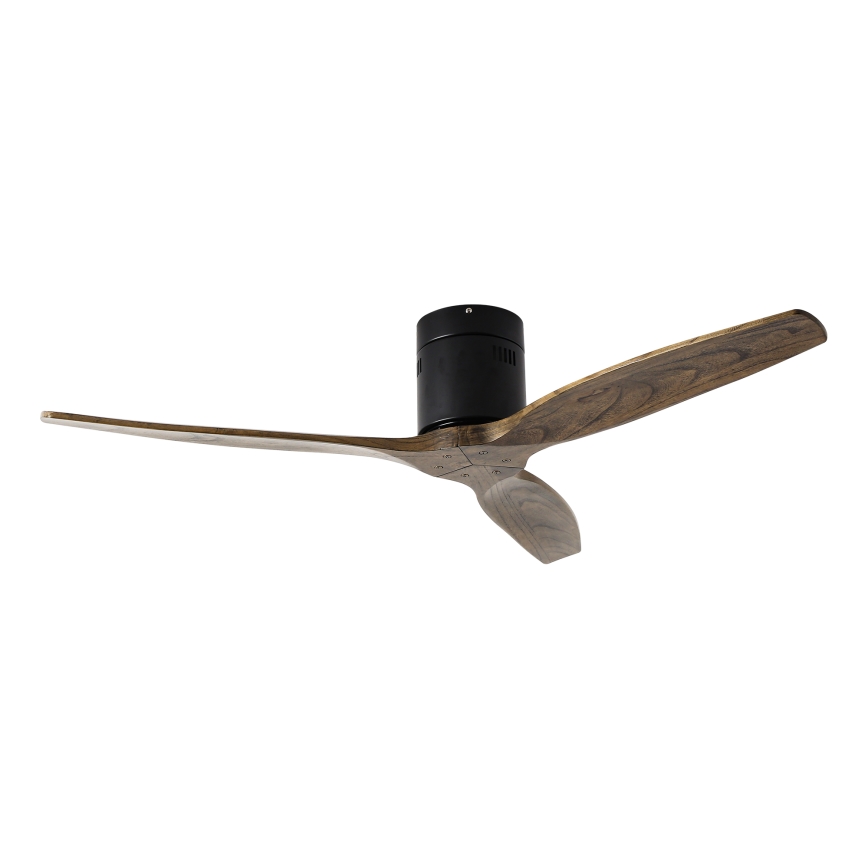 ZEVENTI - Ventilador de techo SPELLO Wi-Fi Tuya negro/roble + mando a distancia