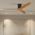 ZEVENTI - Ventilador de techo SPELLO Wi-Fi Tuya negro/roble + mando a distancia