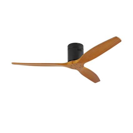 ZEVENTI - Ventilador de techo SPELLO Wi-Fi Tuya negro/roble + mando a distancia