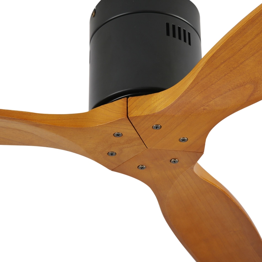 ZEVENTI - Ventilador de techo SPELLO Wi-Fi Tuya negro/roble + mando a distancia