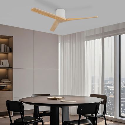 ZEVENTI - Ventilador de techo VELLON Wi-Fi Tuya blanco/paulownia + mando a distancia