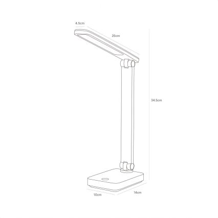 Zuma Line - Lámpara de mesa LED recargable LED/8W/1200 mAh 3000/4500/6000K CRI 90 blanco