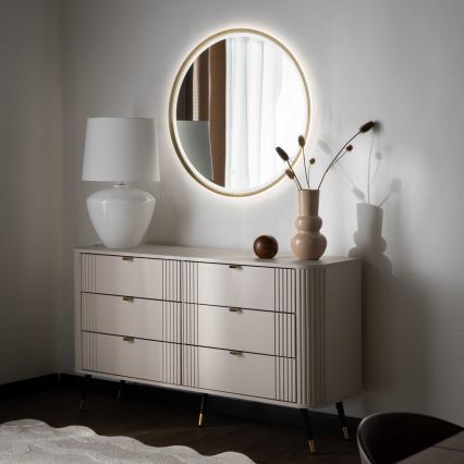 Zuma Line - Espejo de pared LED para baño con iluminación LED integrada/36W/230V 3000/4000/6000K Ø 80 cm IP44 latón