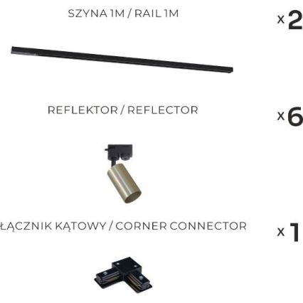Zuma Line - Luminaria de foco para sistema de riel 6xGU10/35W/230V negro/dorado
