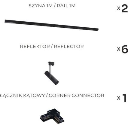 Zuma Line - Luminaria para sistema de riel 6xGU10/35W/230V negro