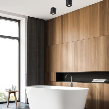 Zuma Line - Lámpara empotrable LED RGBW regulable para baño 1xGU10/4,8W/230V IP44 negra + mando a distancia