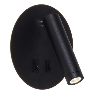 Zuma Line - Aplique de pared tipo foco LED/5,5W/230V 4000K + LED/2,5W 3000K negro