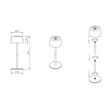 Zuma Line - Lámpara de mesa LED recargable y regulable LED/2W/1200 mAh IP44 verde